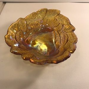 Carnival glass dish-Indiana Amber